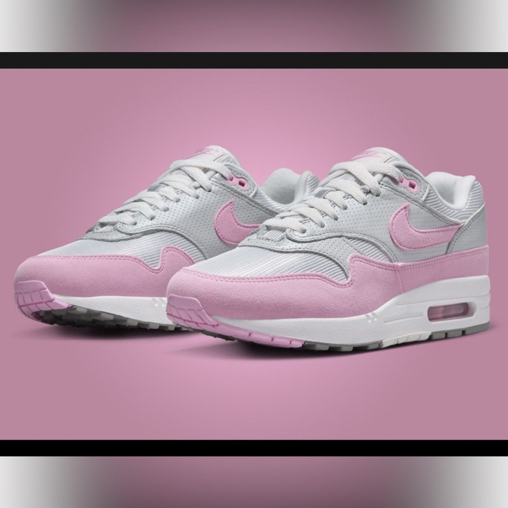 NIB Nike Air Max 1 87 Metallic Platinum Silver Pink Rise White Gray 6 HF5387 001